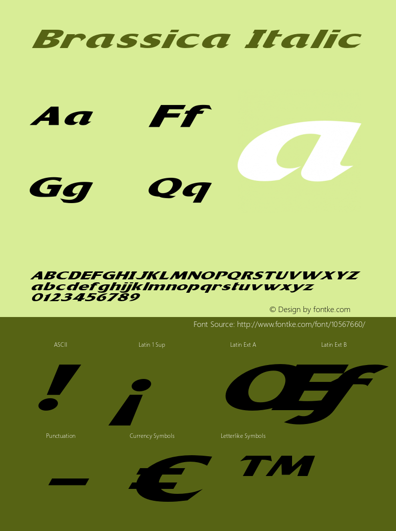 Brassica Italic Version 1.000 Font Sample