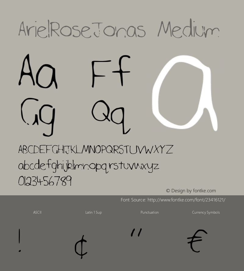 ArielRoseJonas Version 001.000 Font Sample