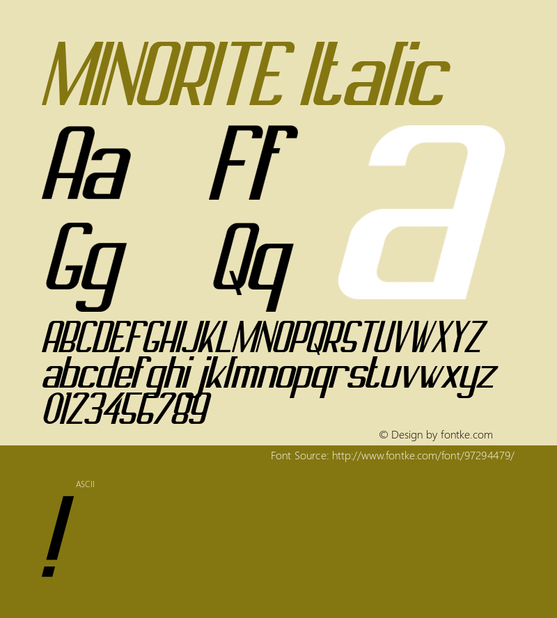 MINORITE-Italic Version 1.000 Font Sample