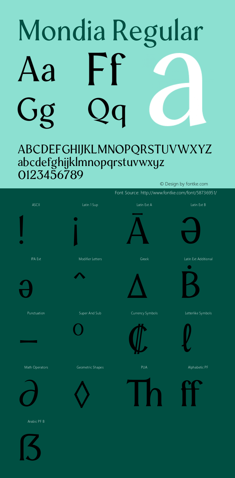 Mondia Version 1.000 Font Sample