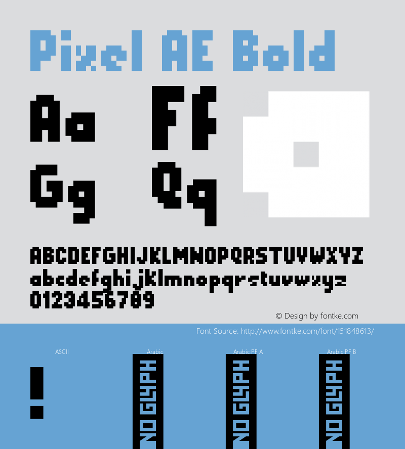 Pixel AE Bold Version 1.000 Font Sample