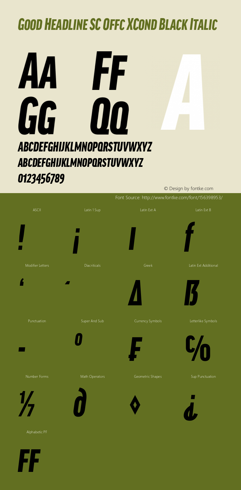 Good Head SC Offc XCond Black Italic Version 7.504; 2014; Build 1020 Font Sample