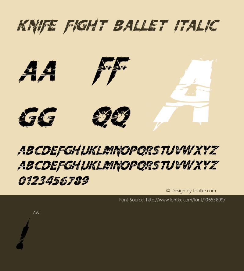 Knife Fight Ballet Italic Version 1.00 2015 Font Sample