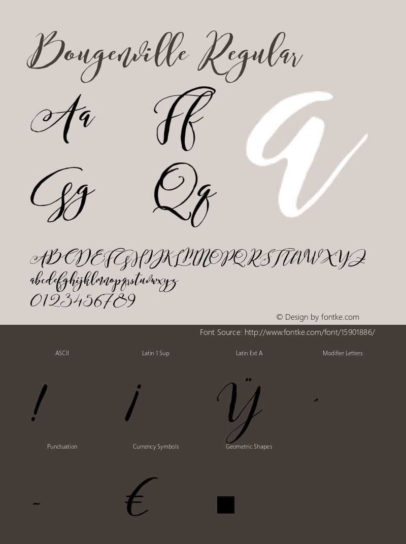 Bougenville Regular Version 1.000 2015 initial release Font Sample