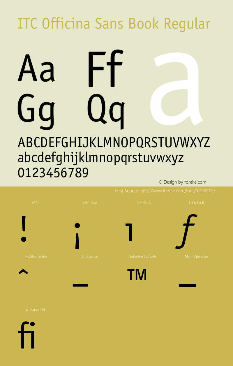 ITC Officina Sans Book Regular 001.000 Font Sample