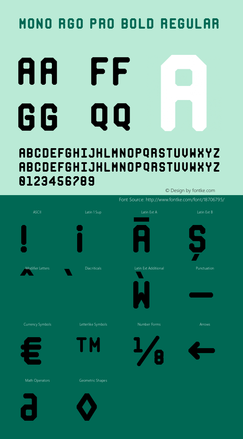 Mono RGO Pro Bold Regular Version 1.000 Font Sample