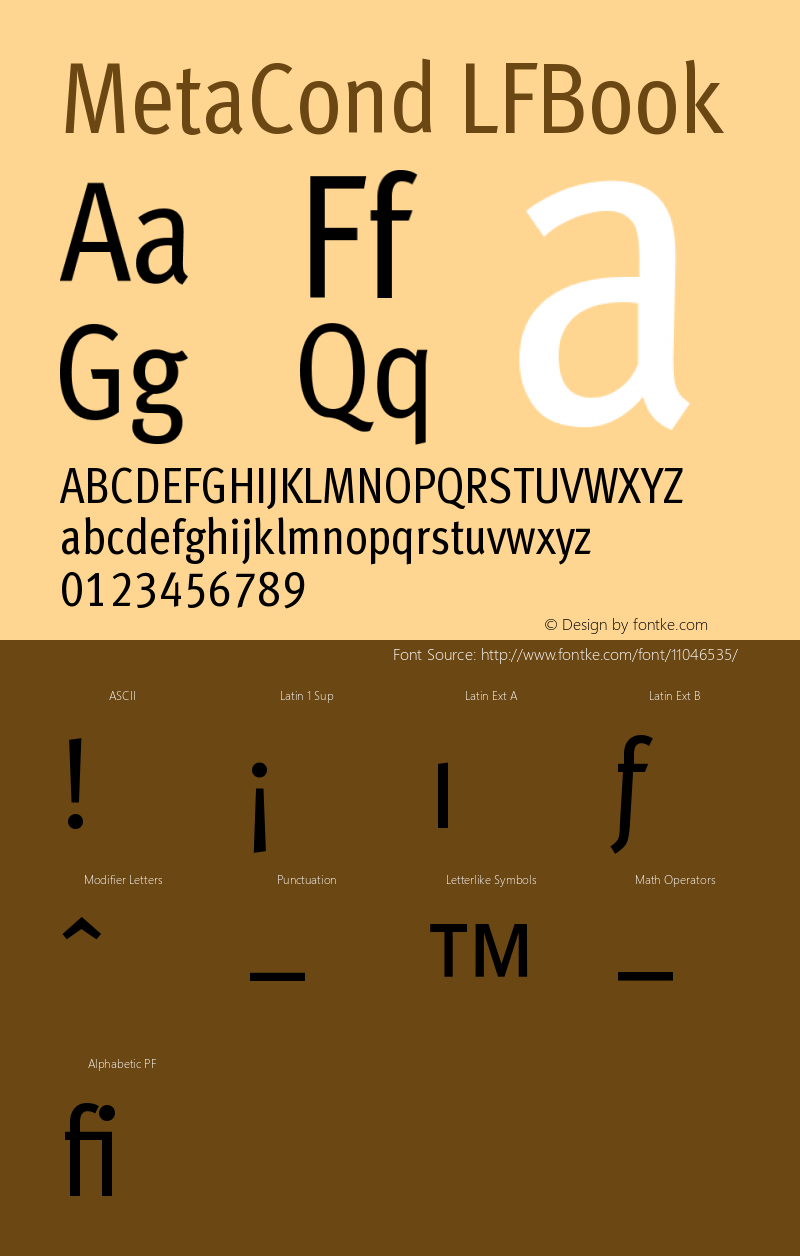 MetaCond LFBook Version 001.000 Font Sample