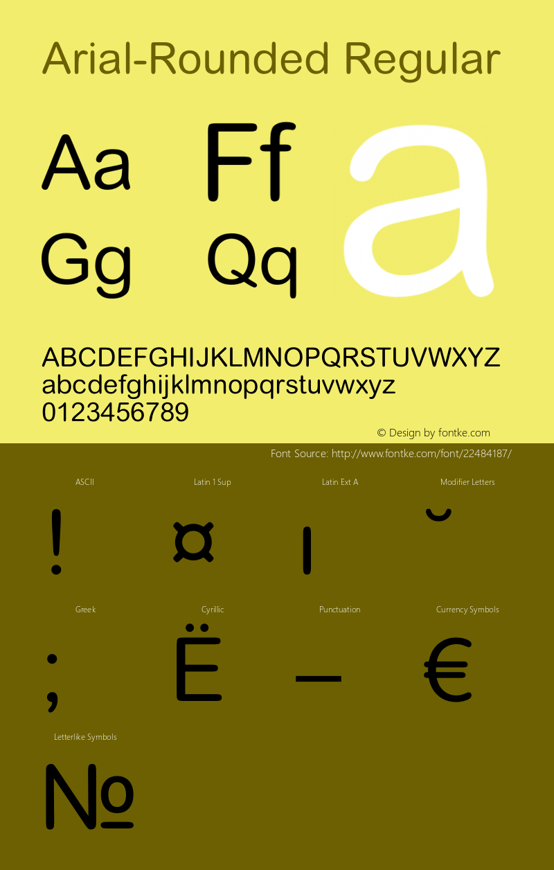 Arial  Rounded Version 1.00 Font Sample