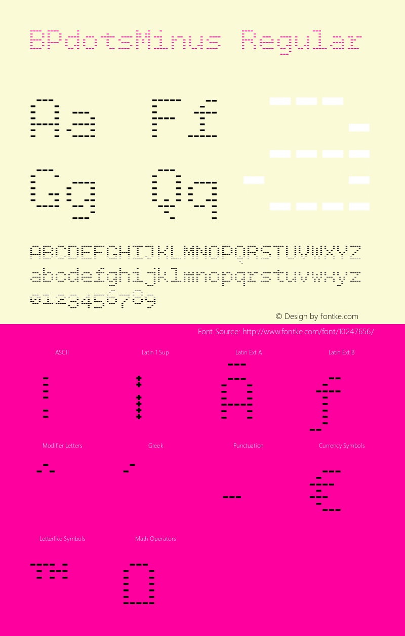 BPdotsMinus Regular Version 1.00 Font Sample