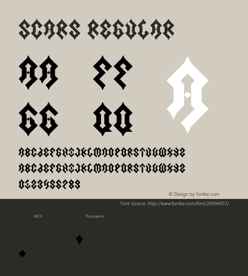 Scars Regular Version 1.0 Font Sample