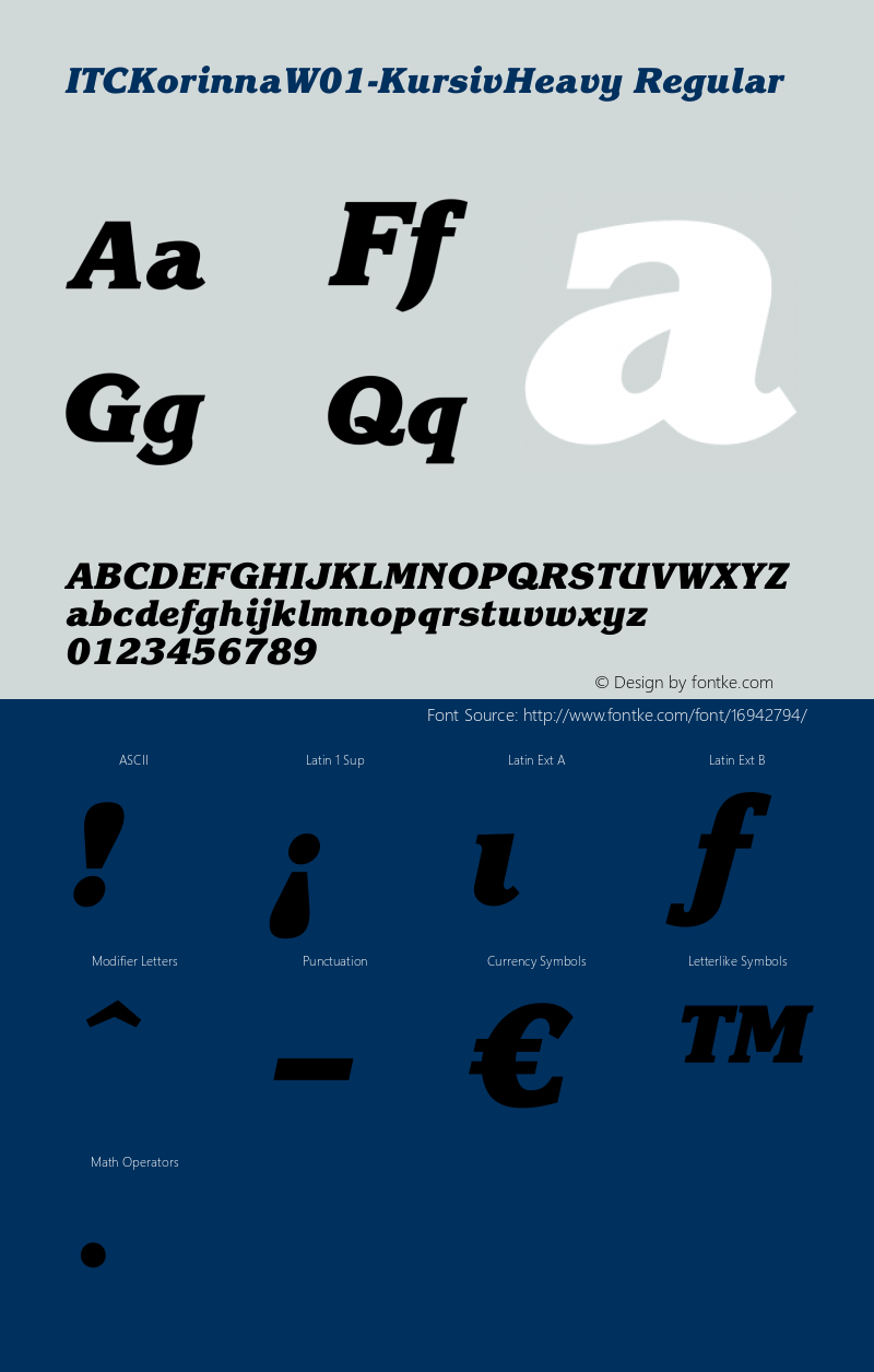 ITCKorinnaW01-KursivHeavy Regular Version 1.00 Font Sample