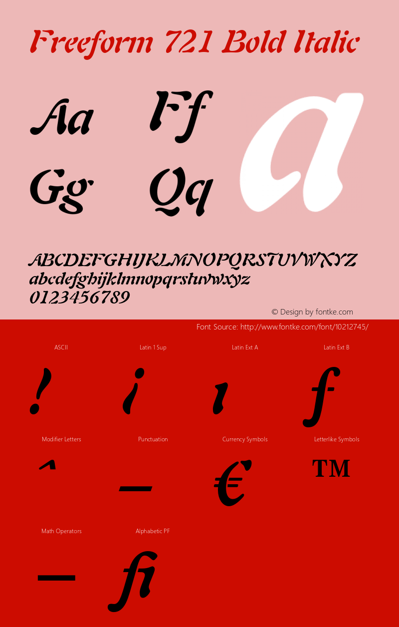 Freeform 721 Bold Italic 003.001 Font Sample