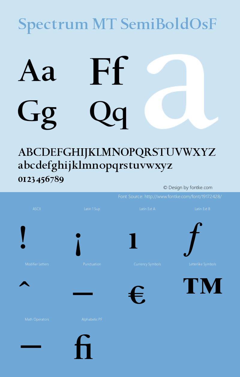 Spectrum MT Semi Bold Oldstyle Figures Version 001.000 Font Sample