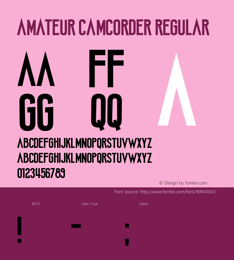 Amateur Camcorder Regular Version 1.00 February 9, 2017, initial release Font Sample