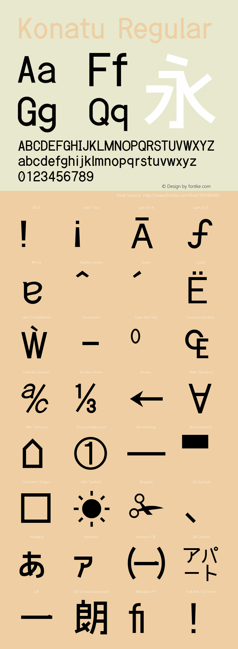 Konatu Regular 0.8 Font Sample