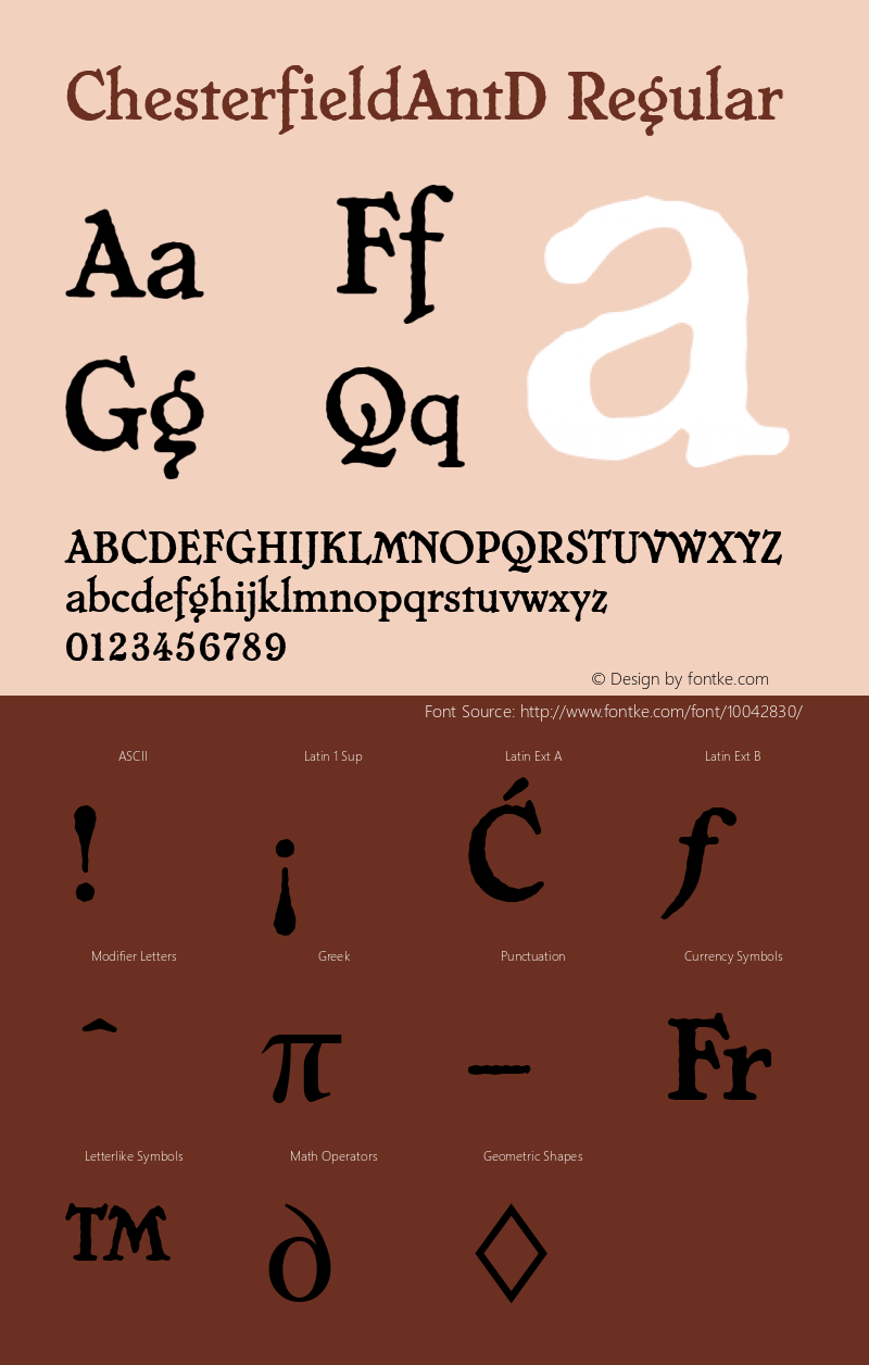 ChesterfieldAntD Regular Version 001.005 Font Sample