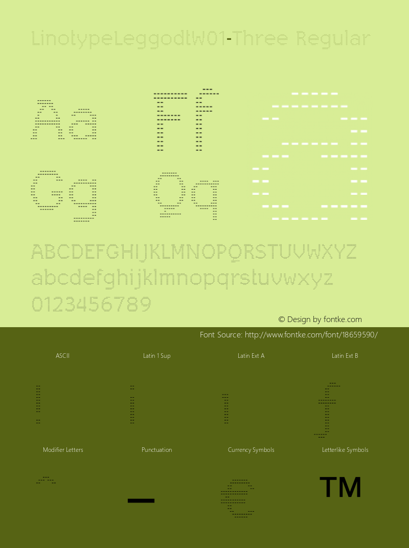 LinotypeLeggodtW01-Three Regular Version 2.00 Font Sample