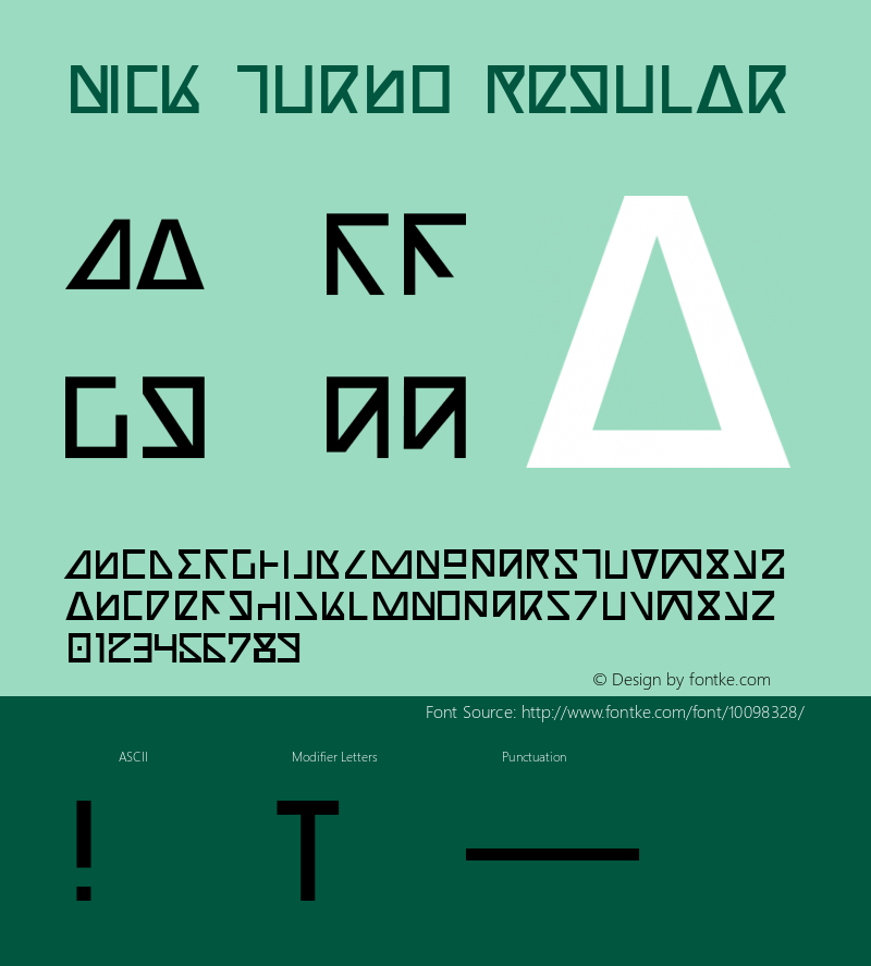 Nick Turbo Regular 1 Font Sample