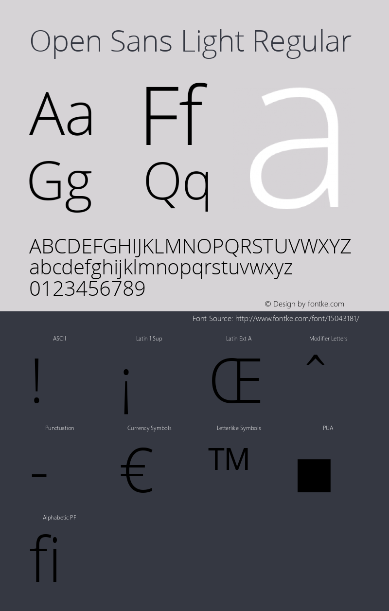 Open Sans Light Regular Version 1.10 Font Sample