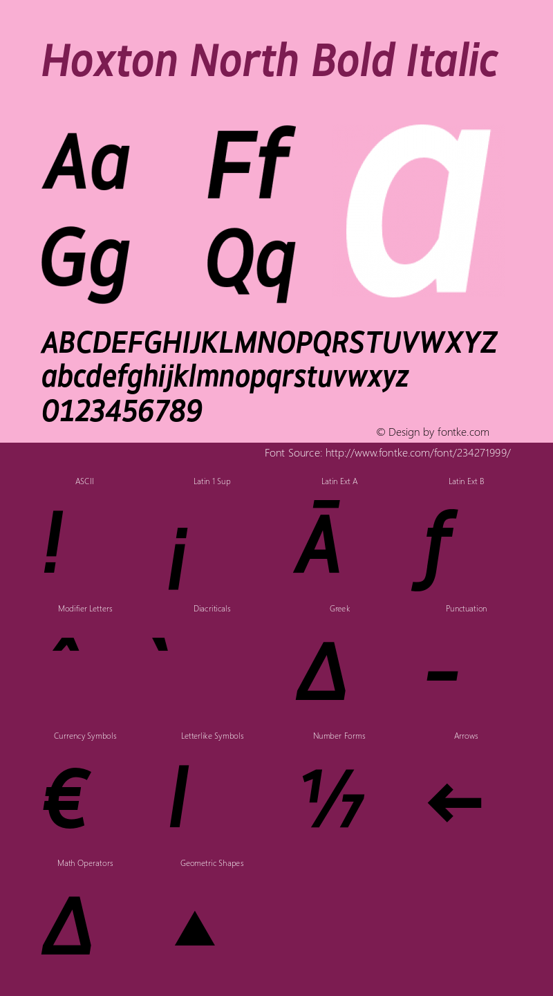 Hoxton North Bold Italic Version 1.002;PS 001.002;hotconv 1.0.88;makeotf.lib2.5.64775图片样张