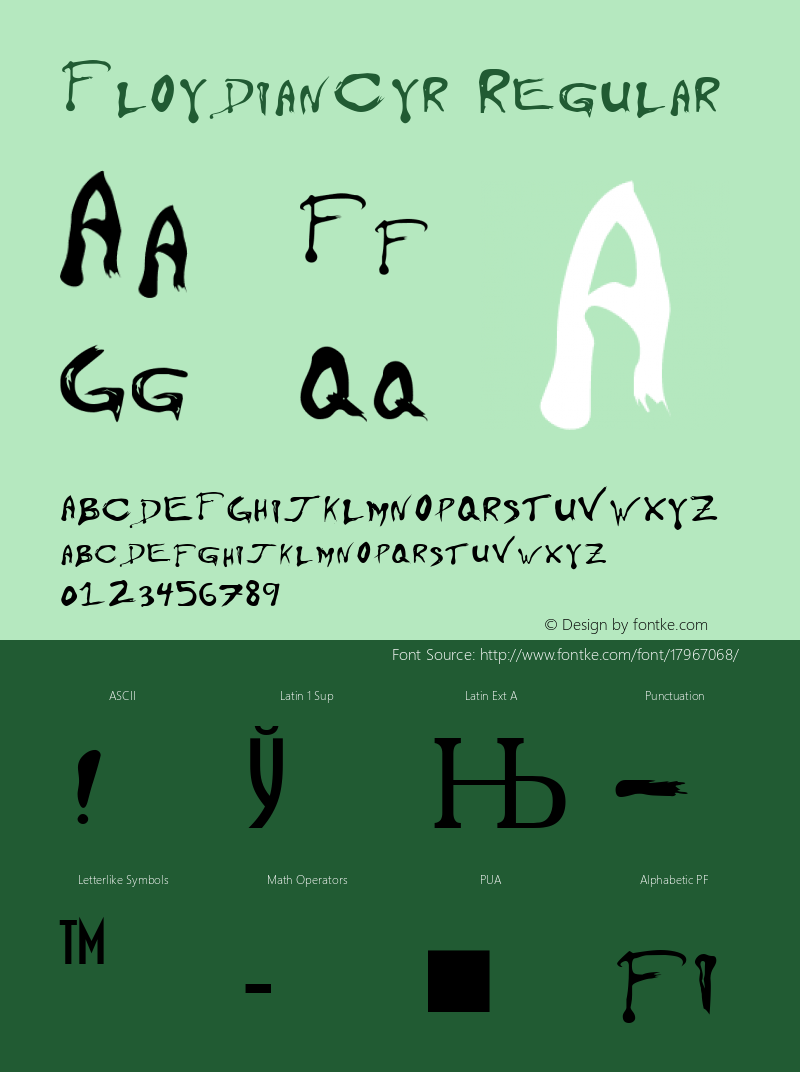 FloydianCyr Regular 1.1 Font Sample