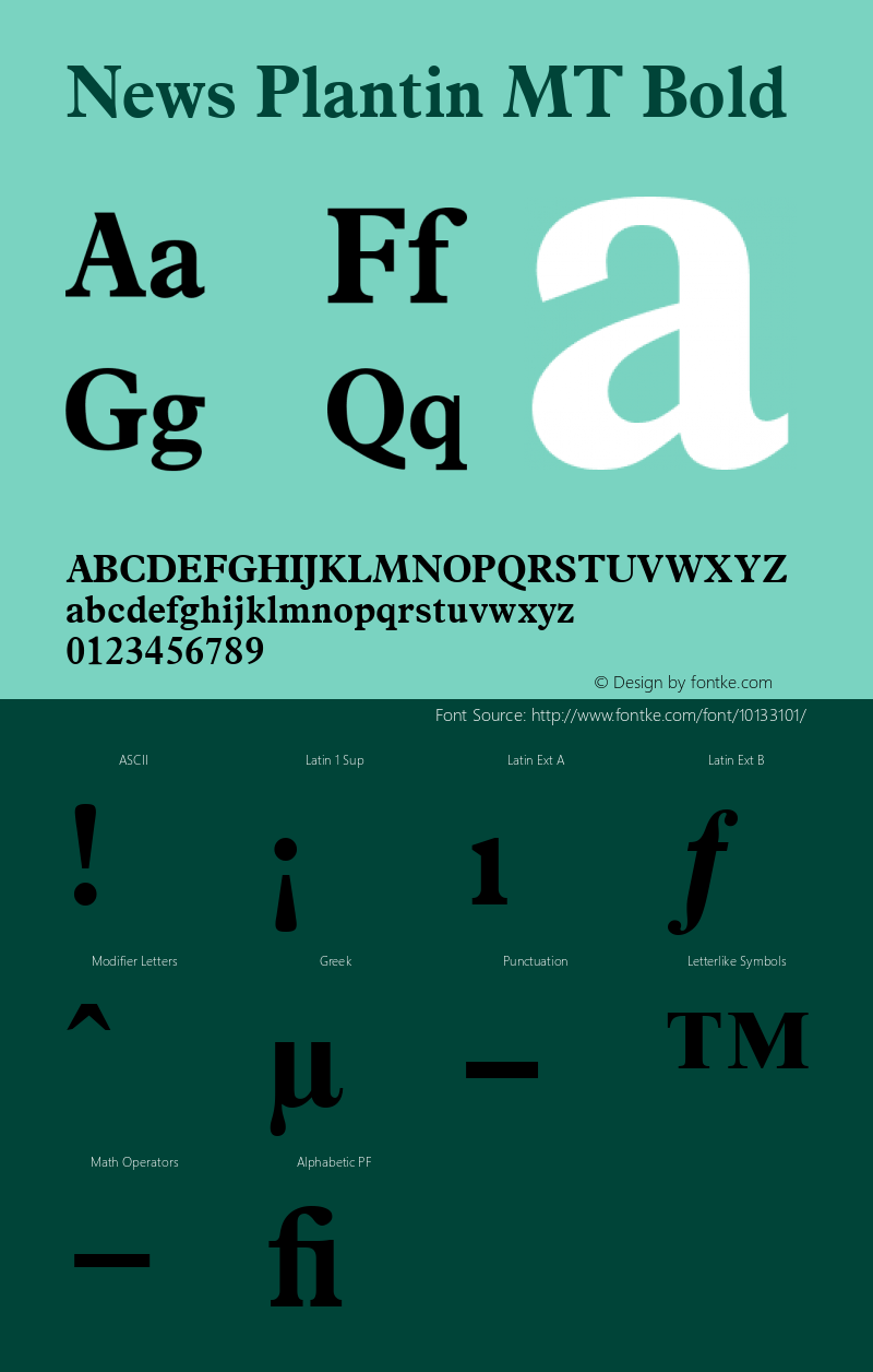 News Plantin MT Bold 001.002 Font Sample