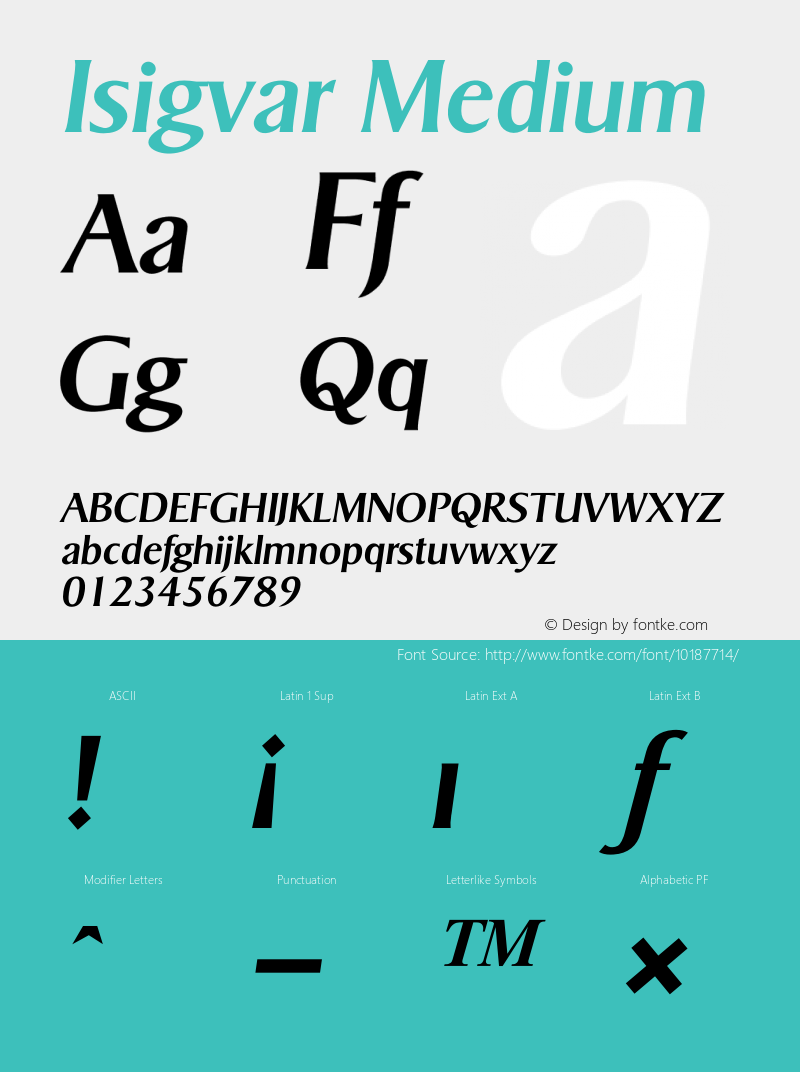 Isigvar Medium 001.000 Font Sample