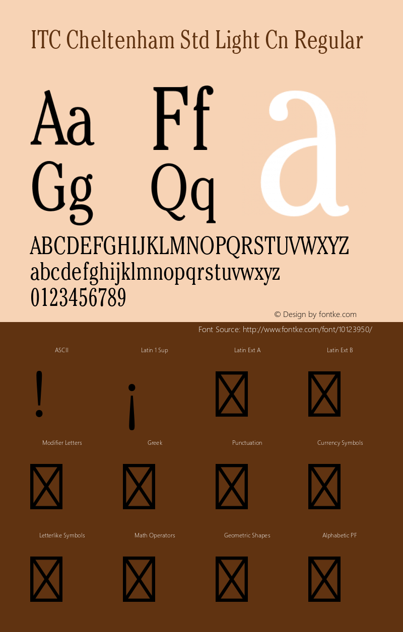 ITC Cheltenham Std Light Cn Regular OTF 1.018;PS 001.001;Core 1.0.31;makeotf.lib1.4.1585 Font Sample