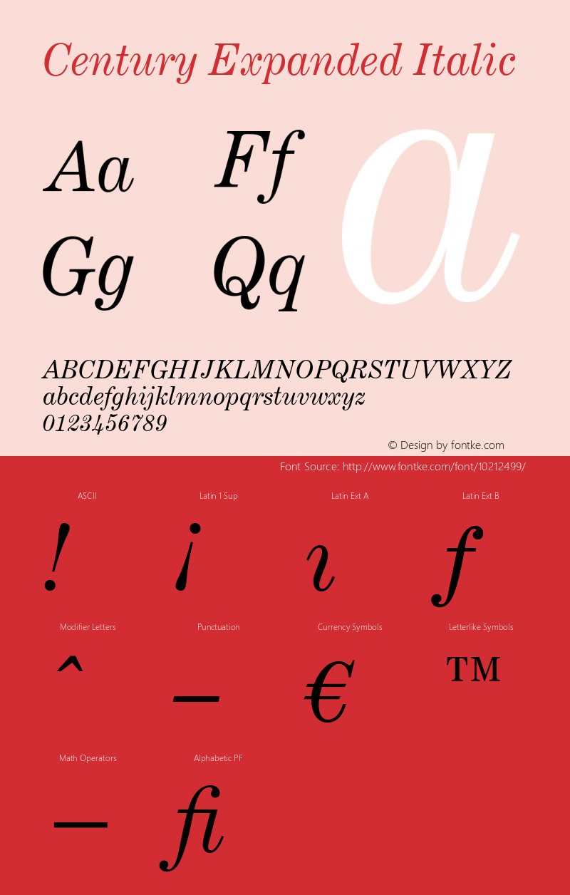 Century Expanded Italic 003.001 Font Sample