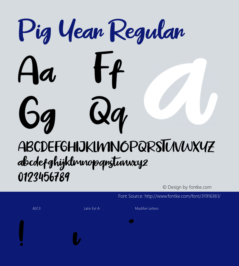 Pig Year Version 1.000 Font Sample