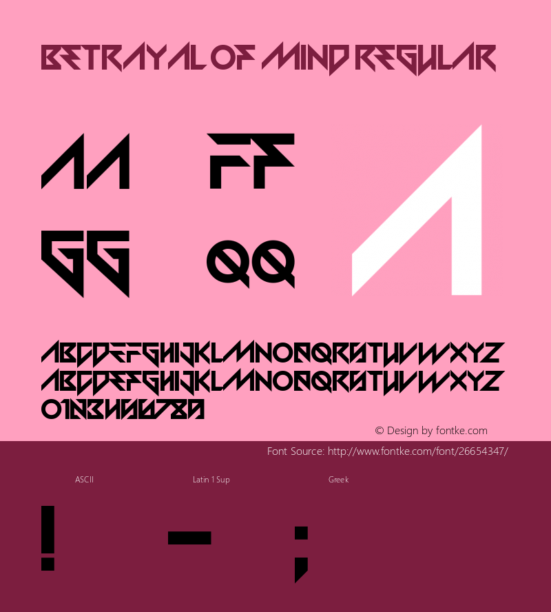 Betrayal of Mind Version 1.00;August 20, 2018;FontCreator 11.5.0.2427 64-bit Font Sample