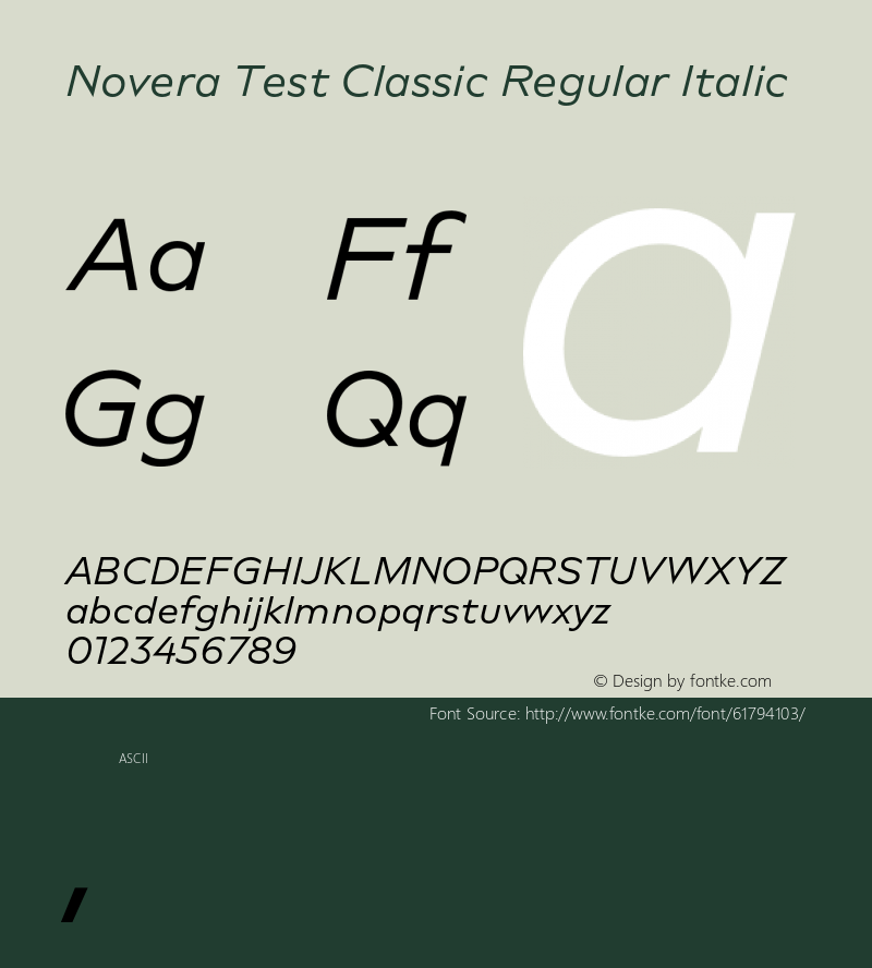 Novera Test Classic Regular Italic Version 1.000;hotconv 1.0.109;makeotfexe 2.5.65596 Font Sample