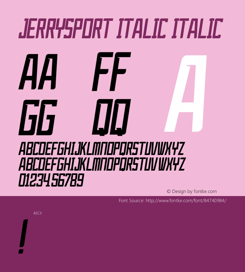 JerrySport Version 1.000 Font Sample