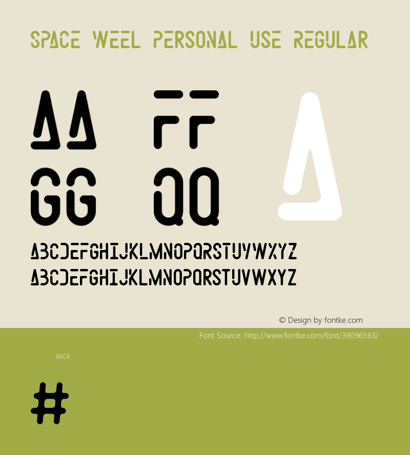 SpaceWeelPersonalUse Version 1.000;PS 001.001;hotconv 1.0.56 Font Sample