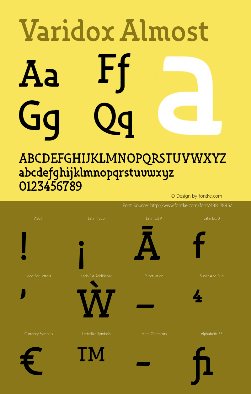 Varidox Almost Version 1.00 Font Sample