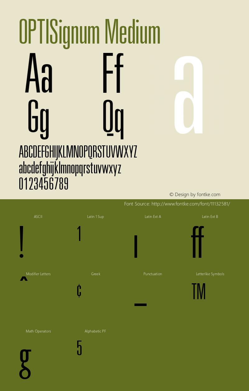 OPTISignum Medium Version 001.000 Font Sample