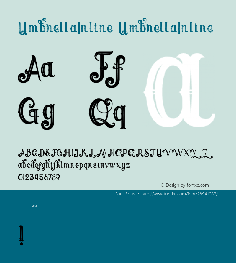 UmbrellaInline Version 1.000 Font Sample