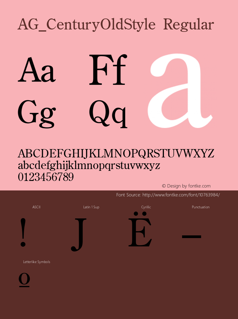 AG_CenturyOldStyle Regular 001.000 Font Sample