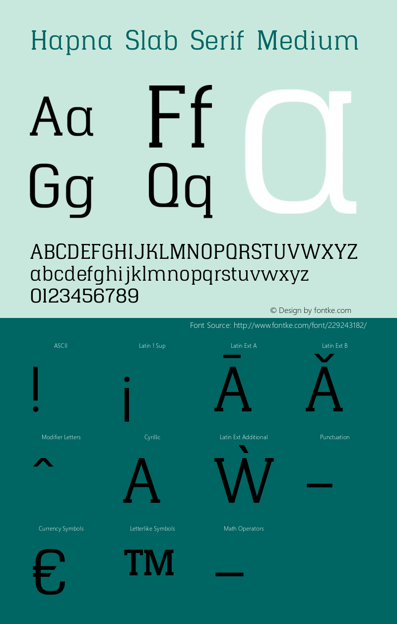 Hapna Slab Serif Medium Version 1.001;PS 001.001;hotconv 1.0.70;makeotf.lib2.5.58329图片样张