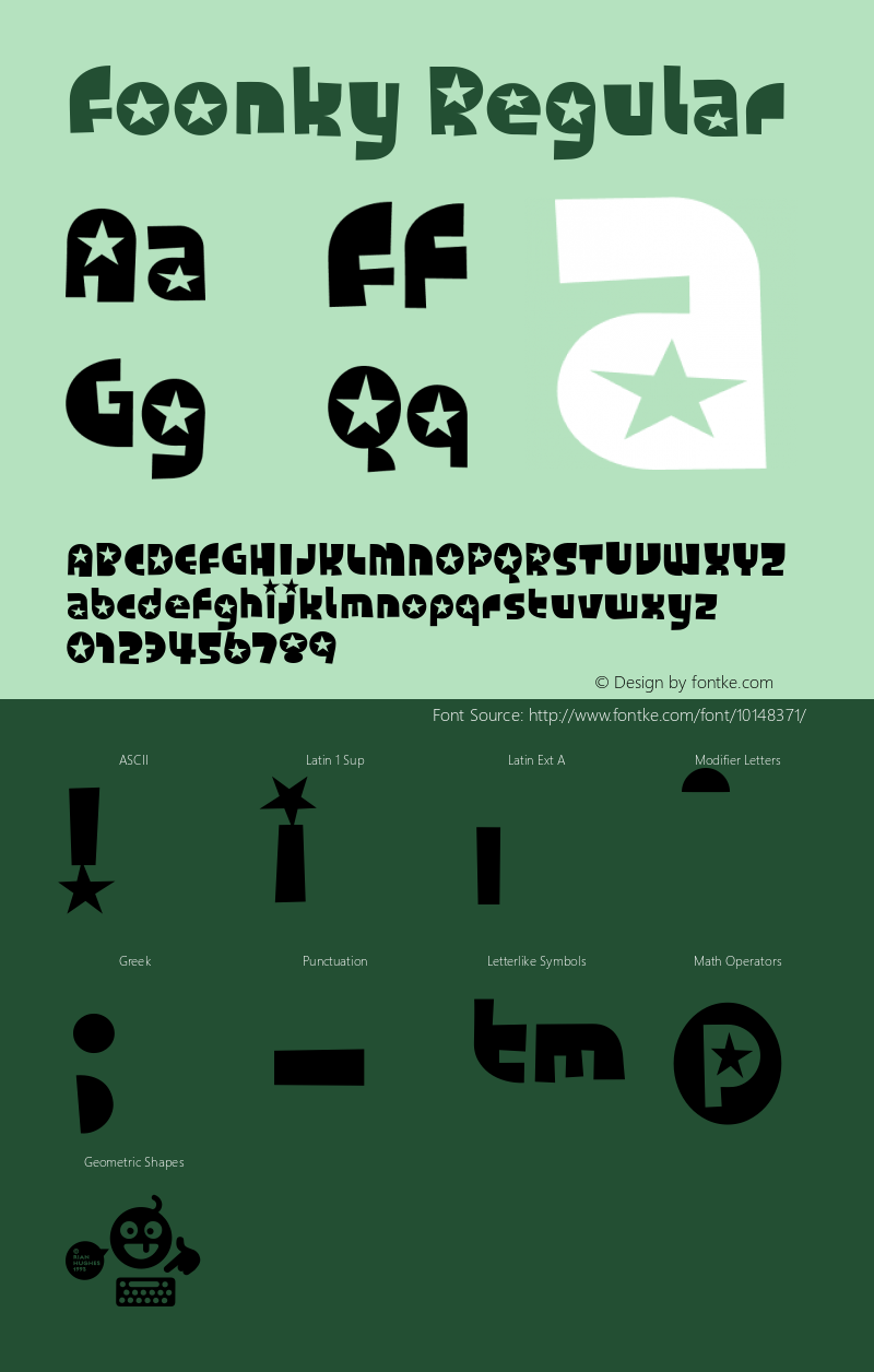 Foonky Regular Version 001.000 Font Sample