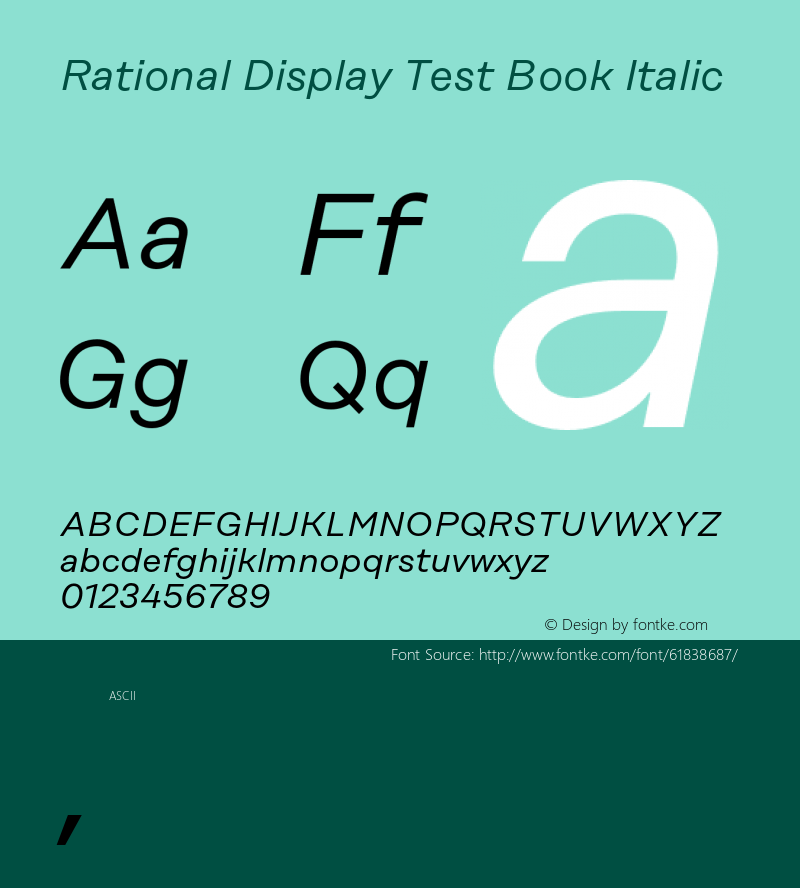 Rational Display Test Book Italic Version 1.000;PS 001.000;hotconv 1.0.88;makeotf.lib2.5.64775 Font Sample