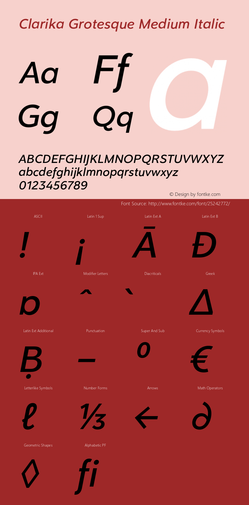 Clarika Grotesque Medium Italic Version 1.000;PS 001.000;hotconv 1.0.88;makeotf.lib2.5.64775 Font Sample