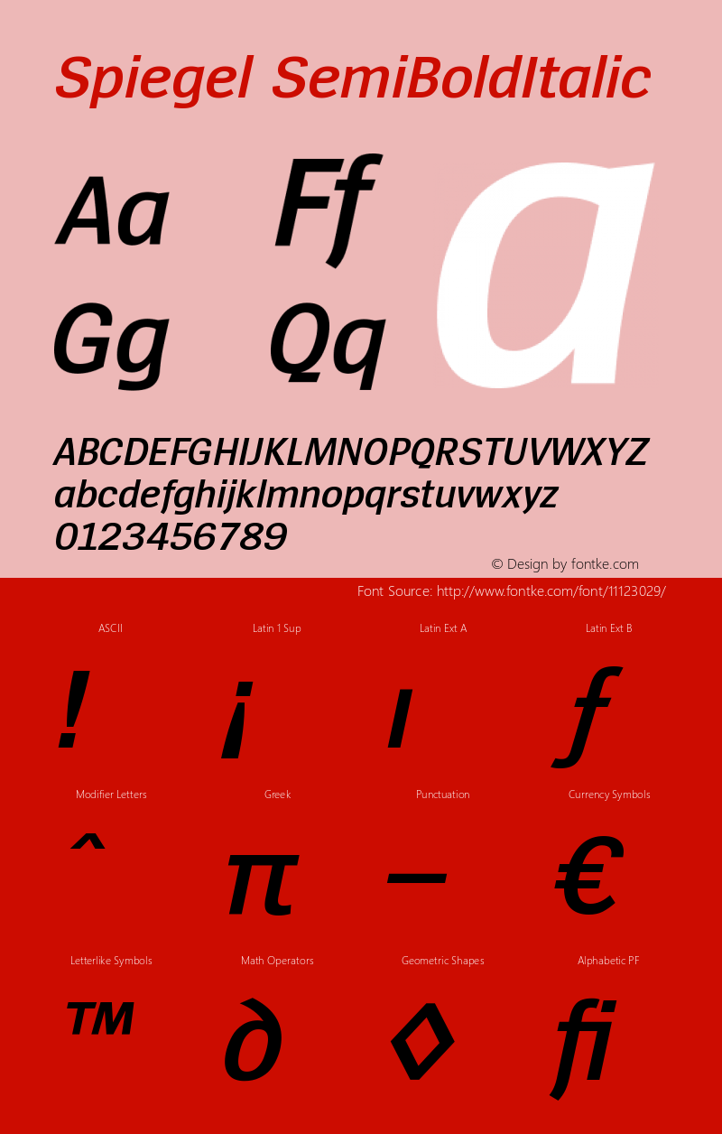 Spiegel SemiBoldItalic Version 001.003 Font Sample