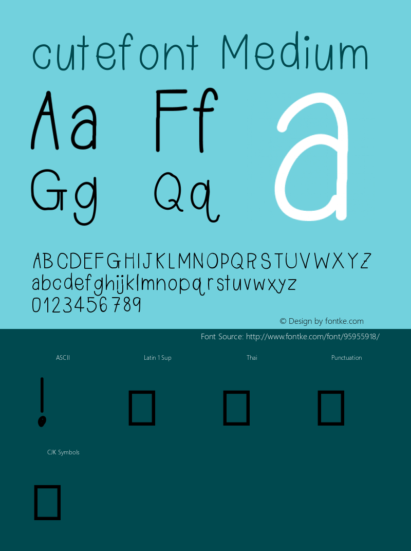 cutefont Version 001.000 Font Sample