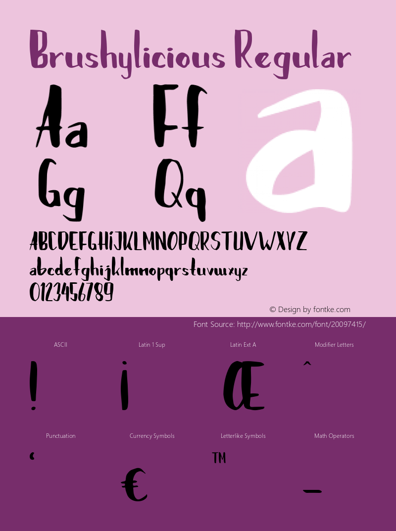 Brushylicious Version 1.0 -  by Pollux of Geminorum Type Foundry Font Sample