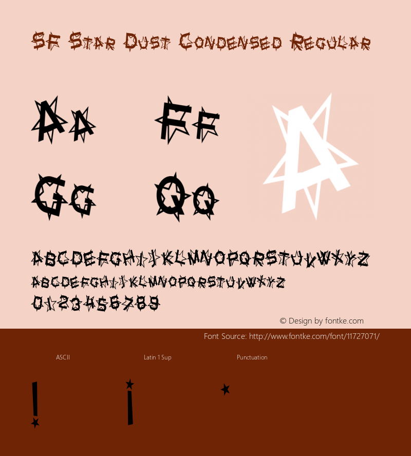 SF Star Dust Condensed Regular ver 1.0; 1999. Freeware for non-commercial use. Font Sample