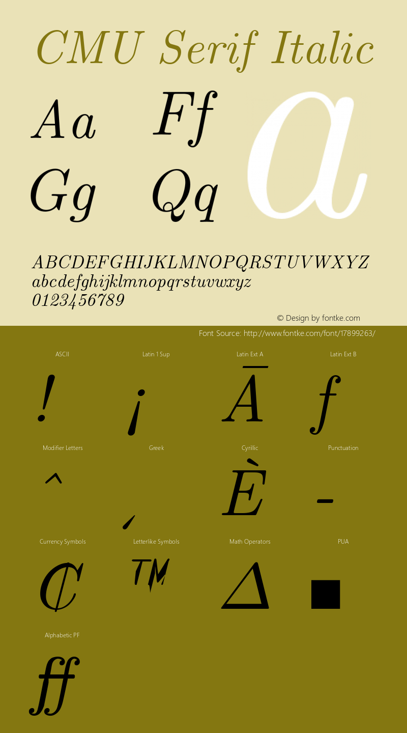 CMU Serif Italic Version 0.7.0 Font Sample