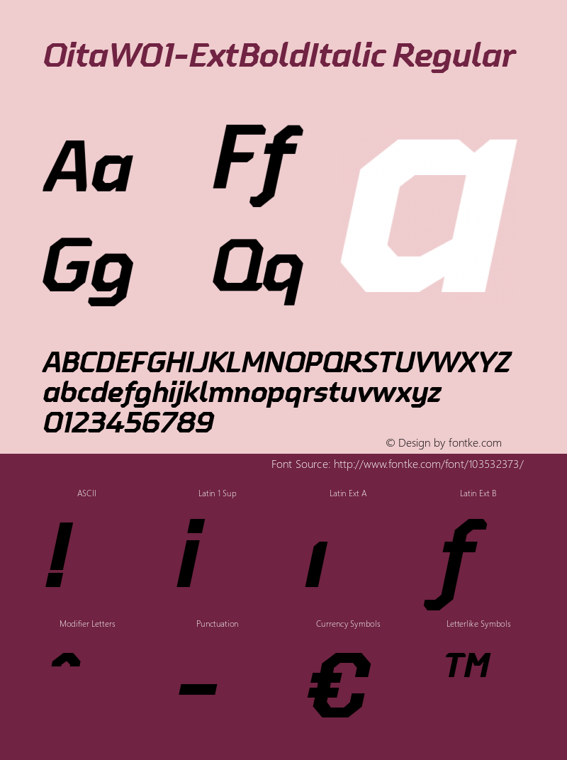 Oita W01 Ext Bold Italic Version 1.00 Font Sample