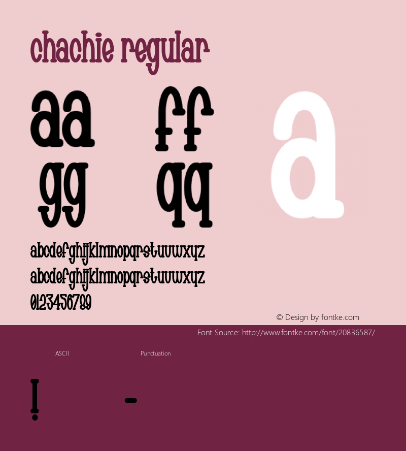 Chachie Macromedia Fontographer 4.1.3 3/18/02 Font Sample