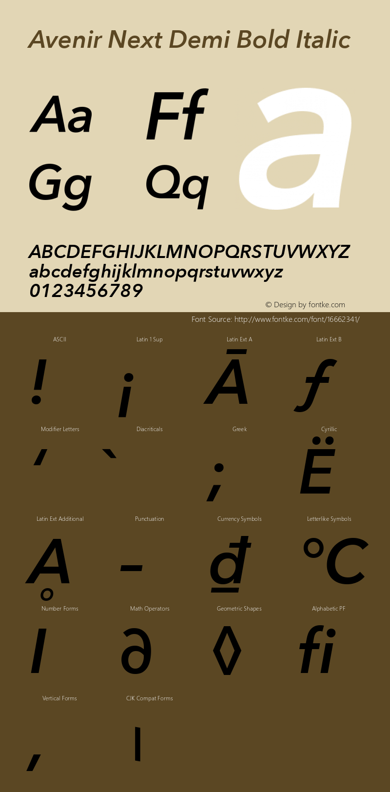 Avenir Next Demi Bold Italic 8.0d5e5 Font Sample